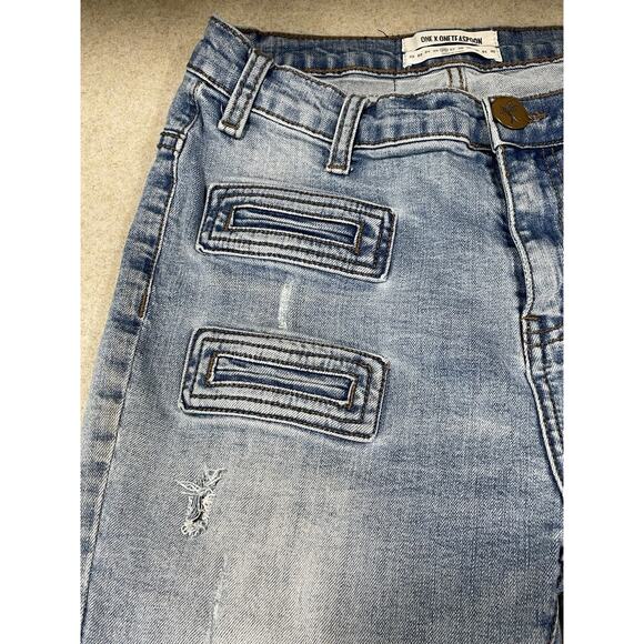One X OneTeaspoon Distressed Baggy Jeans Women’s Size 26 Raw Ankle Hem 26”x23” - Picture 8 of 16